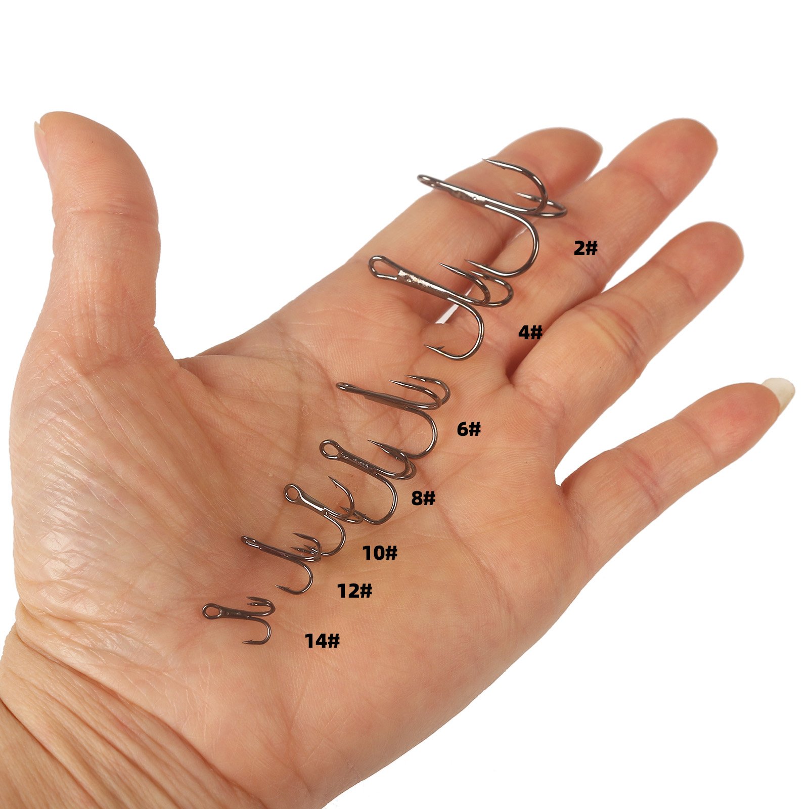 90pcs Fishing Treble Hook Box Single Hook with Barbs High Carbon Steel Fishing Anchor Hooks Fishing Accessories