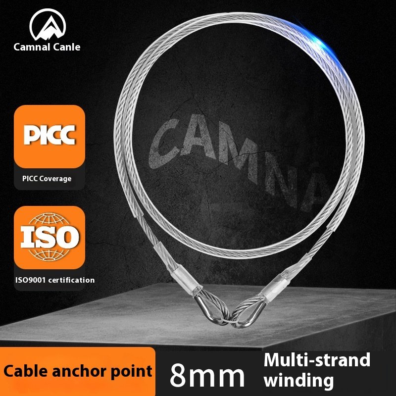 Camnal 8mm Cable Anchor For Fall Protection Sturdy 25kN Anchors For Work At Height Climbing And Rescue