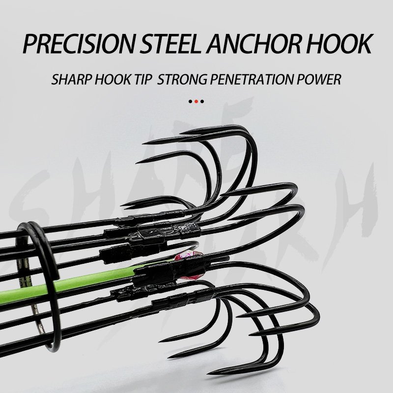 8 Claw 16 Hook Squid Bait Trap Fishing Lures Cage Luminous Fishing Hook Eight Claw Anchor Hook Fishing Group