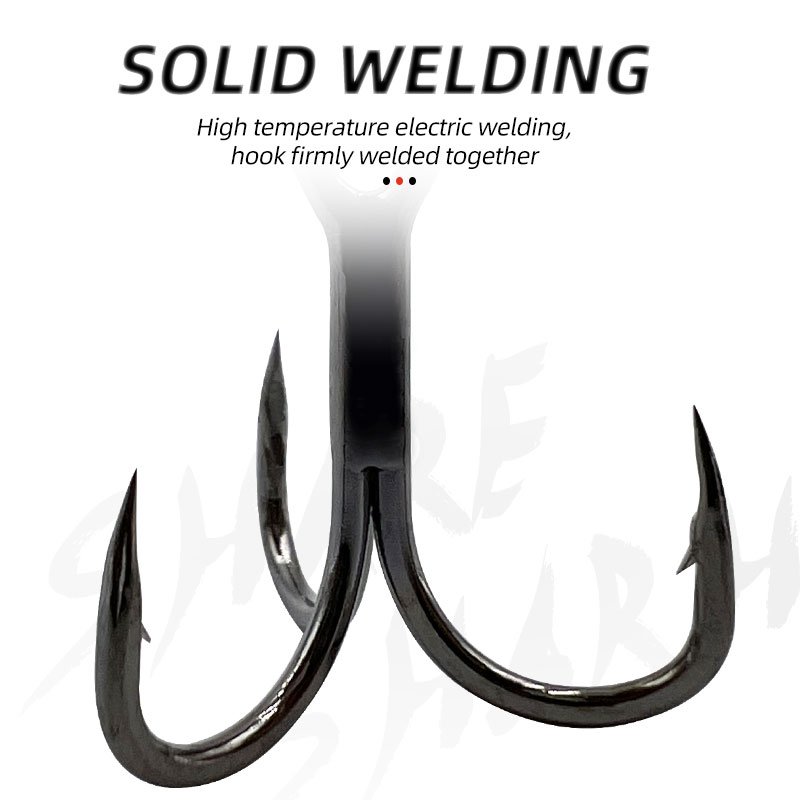Sea Fishing Sharp Treble Hooks High Carbon Steel 3X Strong Fishing Hook Triple Anchor Hooks for Big Game Bluefish Salmon