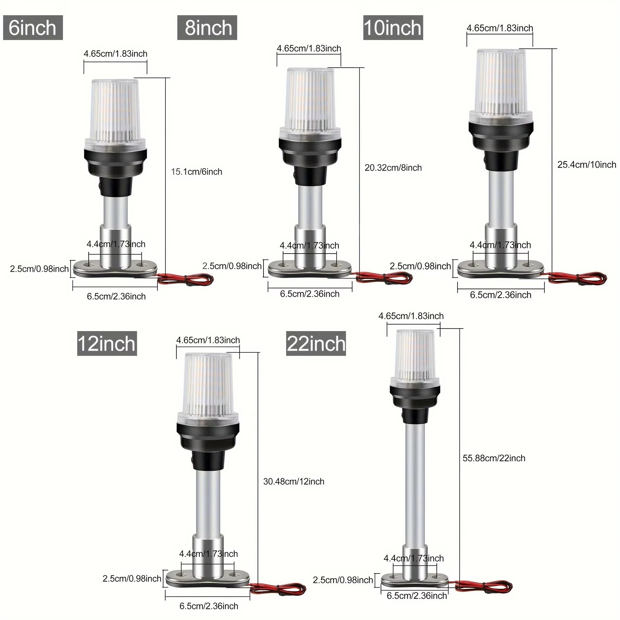 Marine Stern 12V LED Light SUS 304 Tube Stern Navigation Boat Plug Anchor Navigation Lights