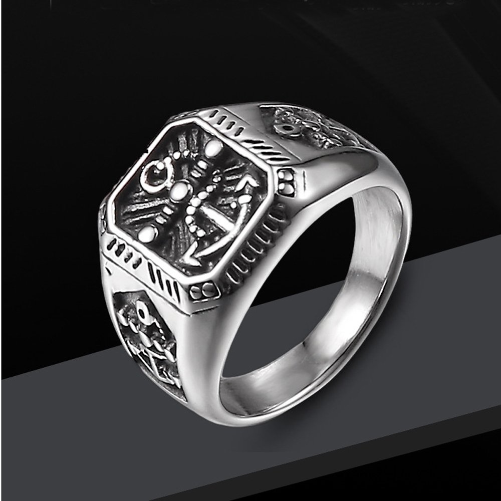DICAYLUN Titanium Steel Jewelry Men's Jewelry Accessories Vintage Stainless Steel Ring Pirate Boat Achor Silver Men Ring