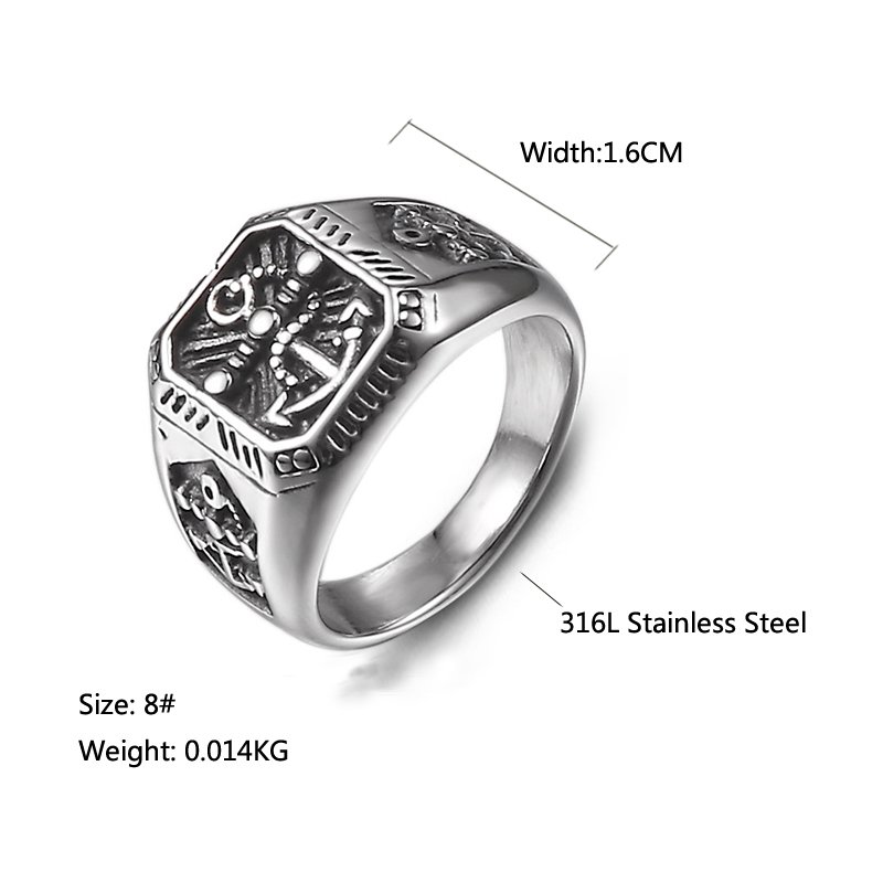 DICAYLUN Titanium Steel Jewelry Men's Jewelry Accessories Vintage Stainless Steel Ring Pirate Boat Achor Silver Men Ring