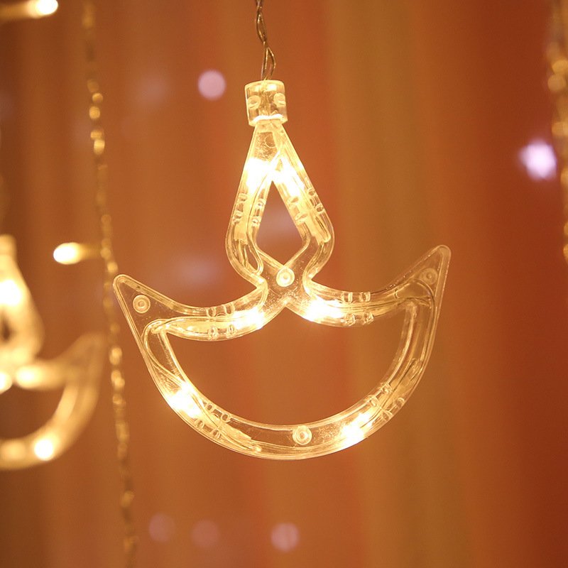 Diwali Lights Window Anchor Boat Row Curtain Diya Lights for Ramadan