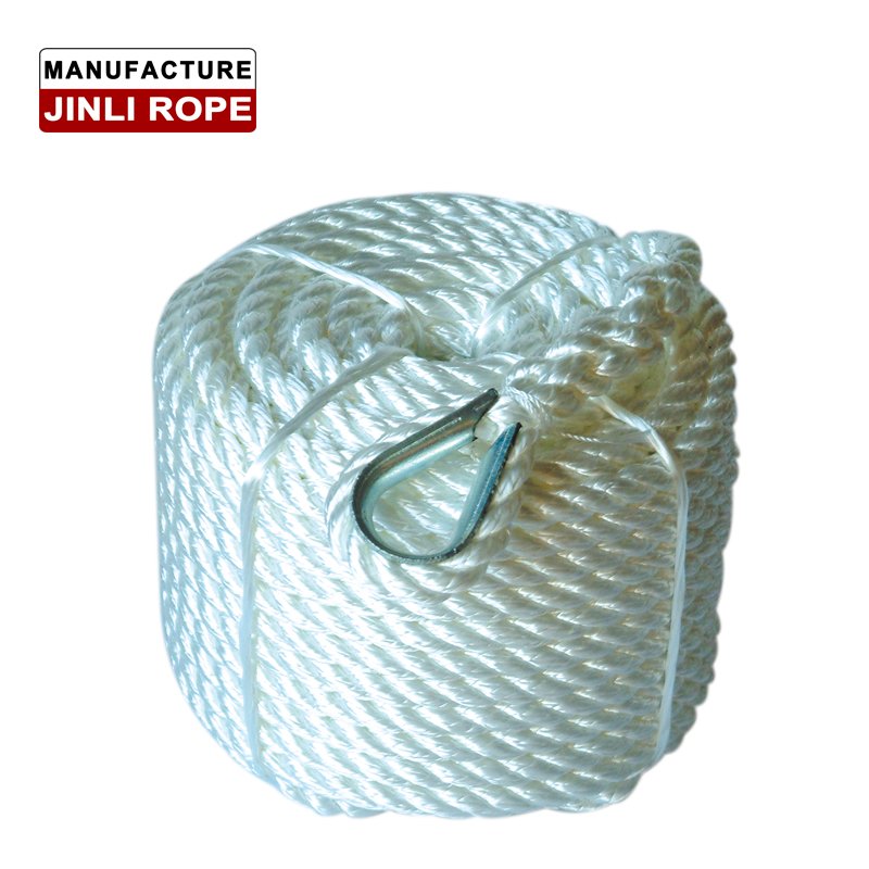 JINLI 3 Strands Twisted Nylon/Polyester Winch Anchor Line for Boat Mooring Rope Supplier
