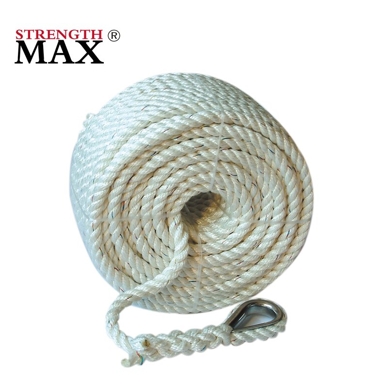 JINLI 3 Strands Twisted Nylon/Polyester Winch Anchor Line for Boat Mooring Rope Supplier