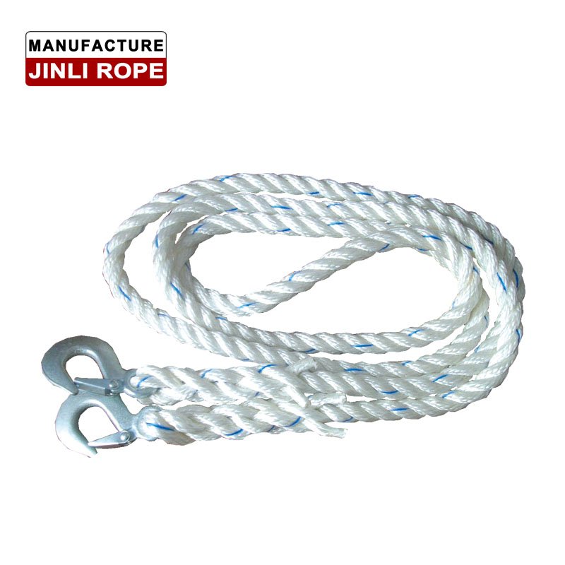 JINLI 3 Strands Twisted Nylon/Polyester Winch Anchor Line for Boat Mooring Rope Supplier