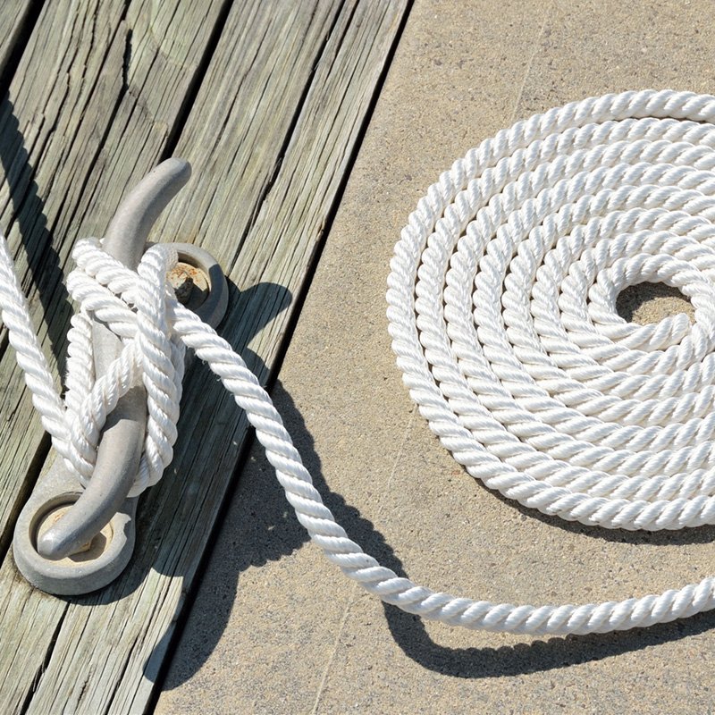 Manufacturer Oem Marine Mooring Rope Anchor Line 30m 1/2 Inch 100 FT 3 Strand Twisted Nylon Dock Rope for Boat