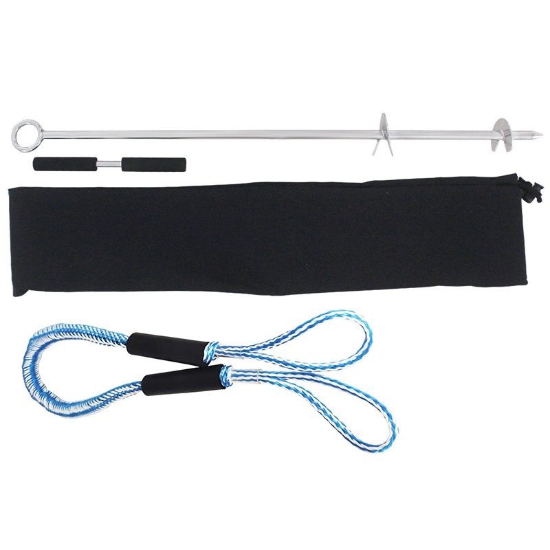 Yanyu Sand Anchor the Beach and Sandbar 316 Stainless Steel Screw Anchor W/Removable Handle, Bungee Line & Carry Bag for Jet Sk