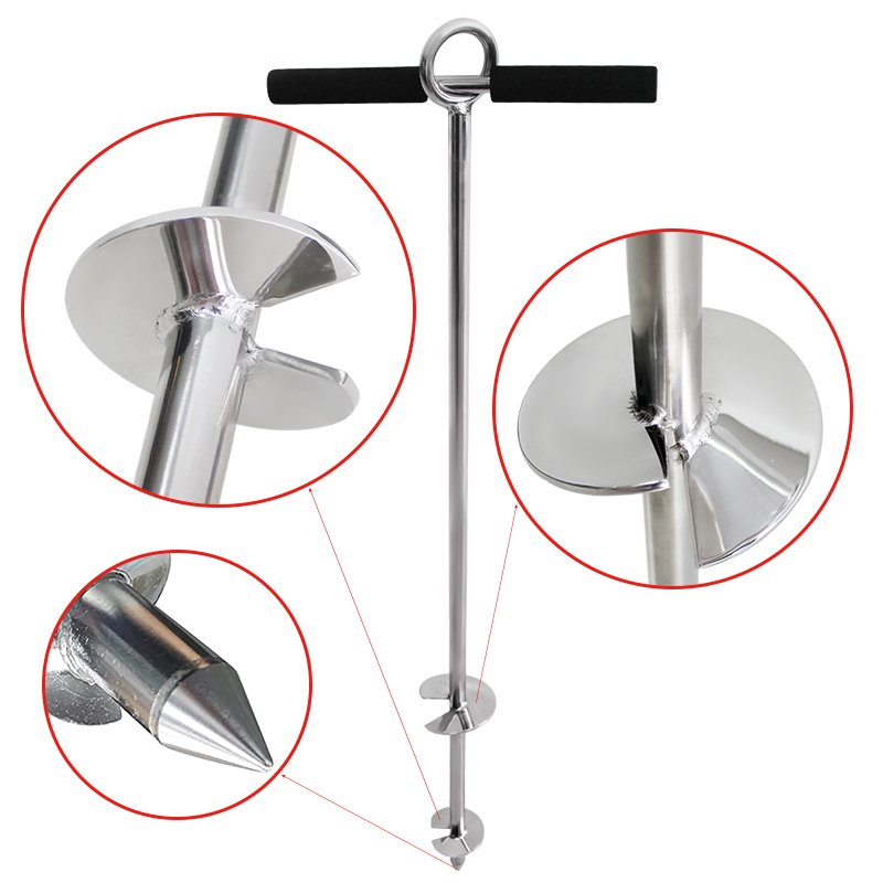 Yanyu Sand Anchor the Beach and Sandbar 316 Stainless Steel Screw Anchor W/Removable Handle, Bungee Line & Carry Bag for Jet Sk