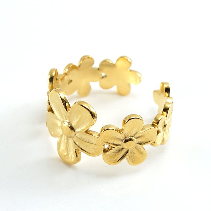 Personalized Fresh Style Flower Ring Titanium Steel 18k Live Ring