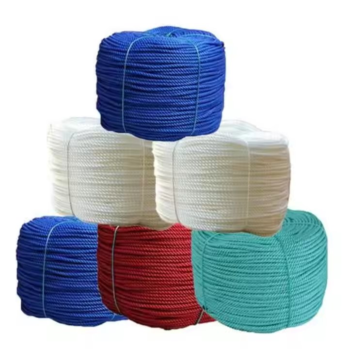 High Strength Plastic Polypropylene Twine 3 Strands Twisted PE Nylon Aquaculture Rope for Marine Fishing