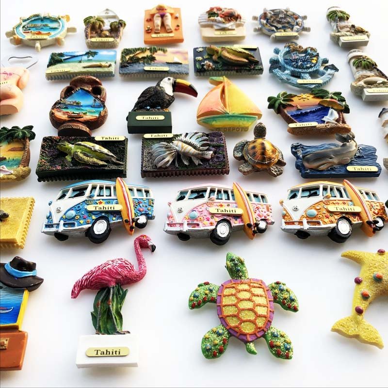 European Source France Tahiti Tourism Products Resin Painted Crafts Magnetic Refrigerator Magnets