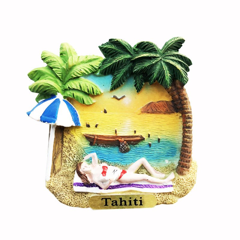 European Source France Tahiti Tourism Products Resin Painted Crafts Magnetic Refrigerator Magnets