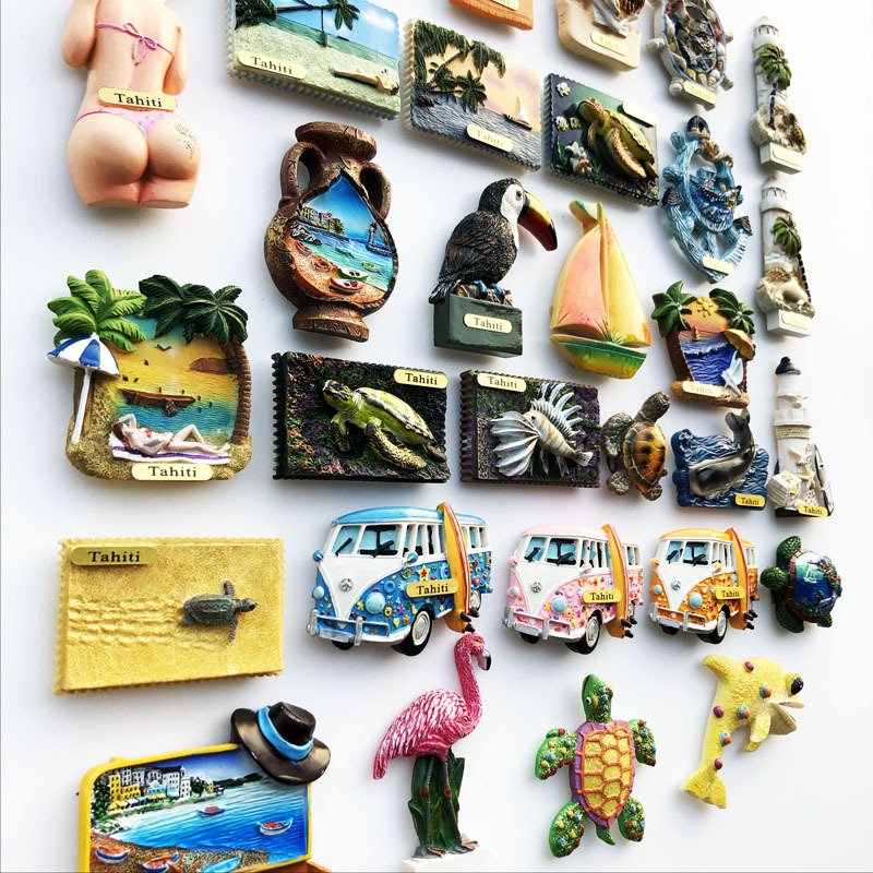 European Source France Tahiti Tourism Products Resin Painted Crafts Magnetic Refrigerator Magnets