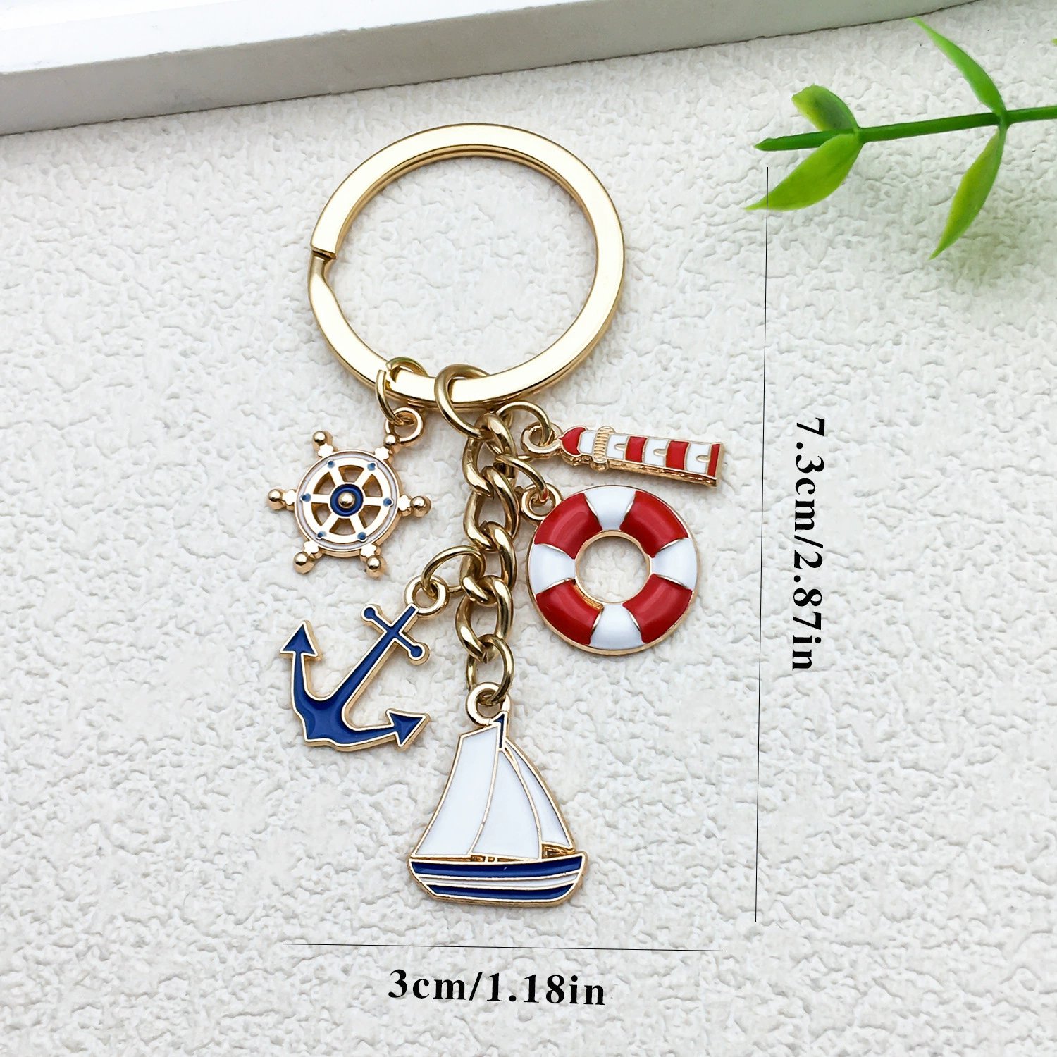 Anchor Life Buoy Boat Navy Soldier Keychain Seashell Turtle Seahorse Dolphin Beach Ocean Keychain Seaside Bag Charm Accessories