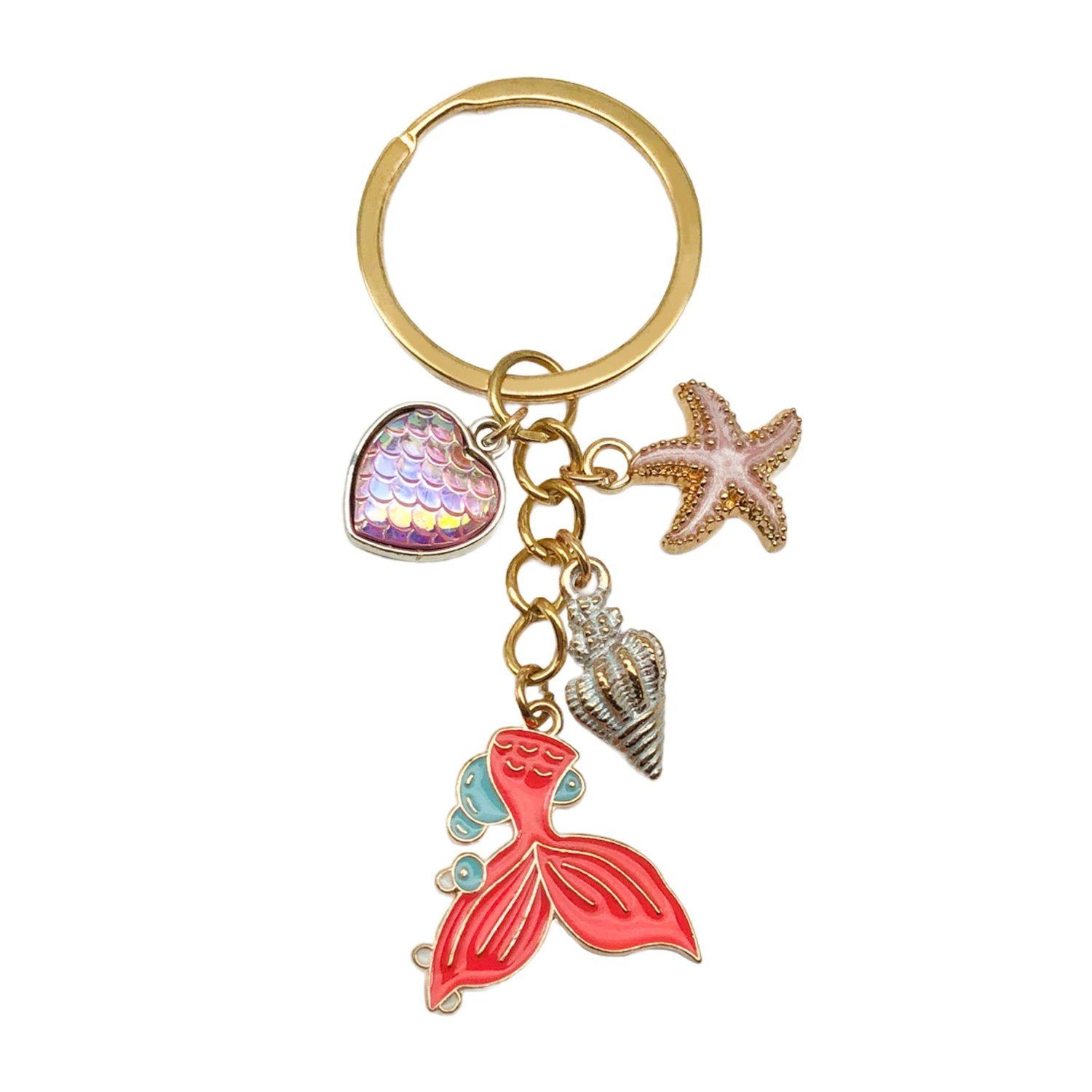 Anchor Life Buoy Boat Navy Soldier Keychain Seashell Turtle Seahorse Dolphin Beach Ocean Keychain Seaside Bag Charm Accessories