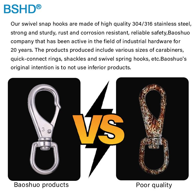 Swivel Eye Snap Hook Stainless Steel Clip Hooks for Universal Dog Leash Hook Flagpole Rope Pet Chain Boat Anchor Rope