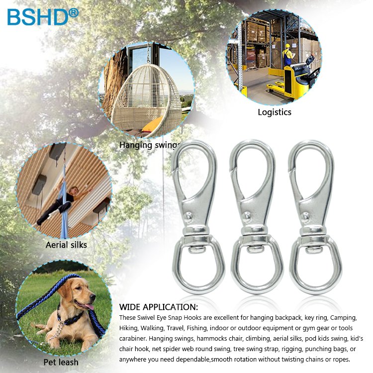 Swivel Eye Snap Hook Stainless Steel Clip Hooks for Universal Dog Leash Hook Flagpole Rope Pet Chain Boat Anchor Rope