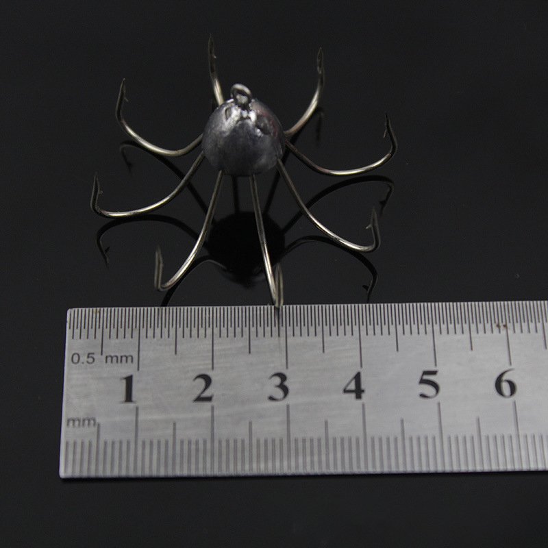Wholesale Umbrella Shaped Lead Head Jig Octagonal Fishing Hook High Carbon Steel Squid Octopus Anchor Hook 8 Claw Squid Jig Hook
