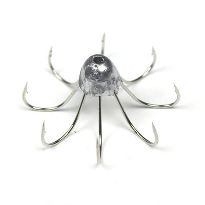 Wholesale Umbrella Shaped Lead Head Jig Octagonal Fishing Hook High Carbon Steel Squid Octopus Anchor Hook 8 Claw Squid Jig Hook