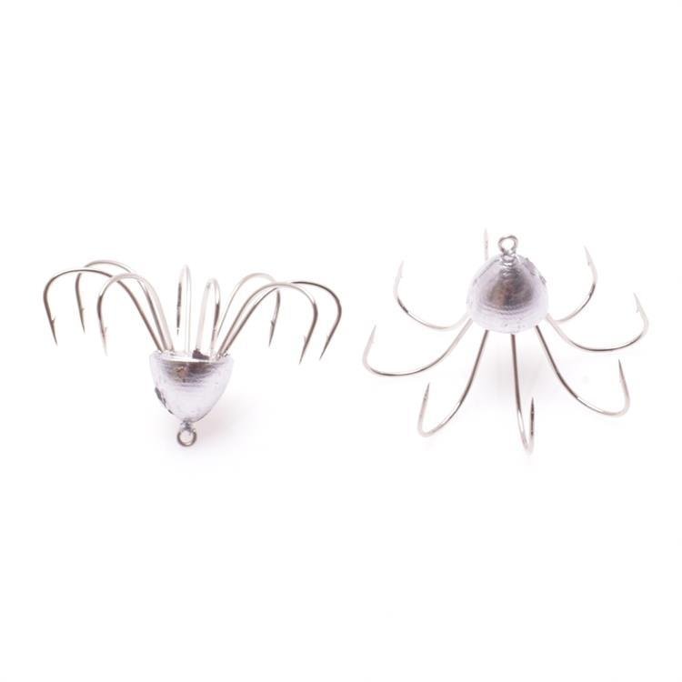 Wholesale Umbrella Shaped Lead Head Jig Octagonal Fishing Hook High Carbon Steel Squid Octopus Anchor Hook 8 Claw Squid Jig Hook