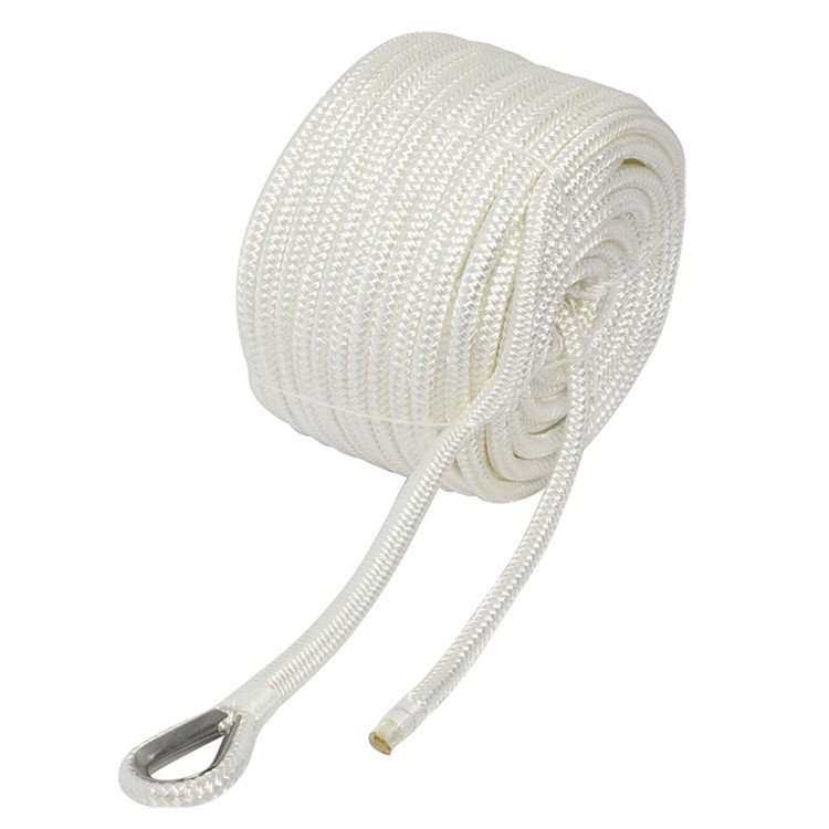 Customized Product 3 Strands Twisted Nylon Dock Line Double Braided Polyester Anchor Rope for Marine Accessories