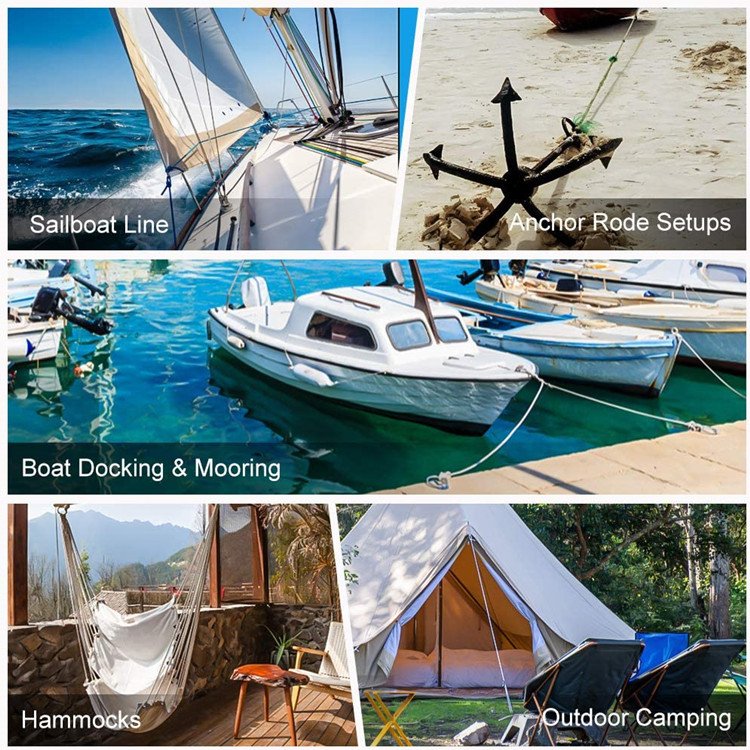 Customized Product 3 Strands Twisted Nylon Dock Line Double Braided Polyester Anchor Rope for Marine Accessories
