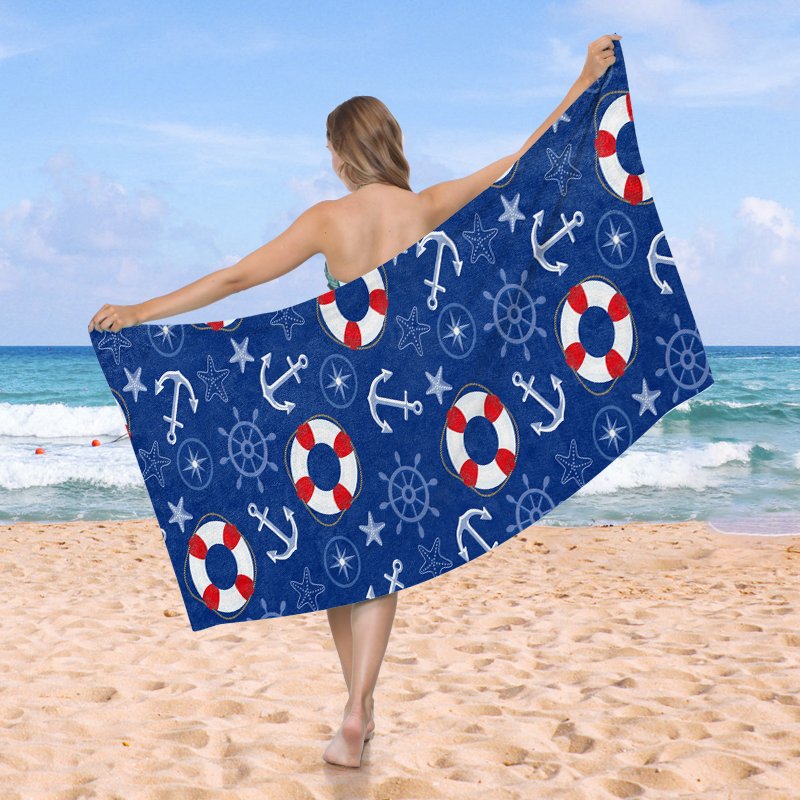OEM Popular Boat Anchor Design Hawaii Summer Beach Swim Bath Towels Quick Drying Microfiber Beach Towel With Logo Custom Print