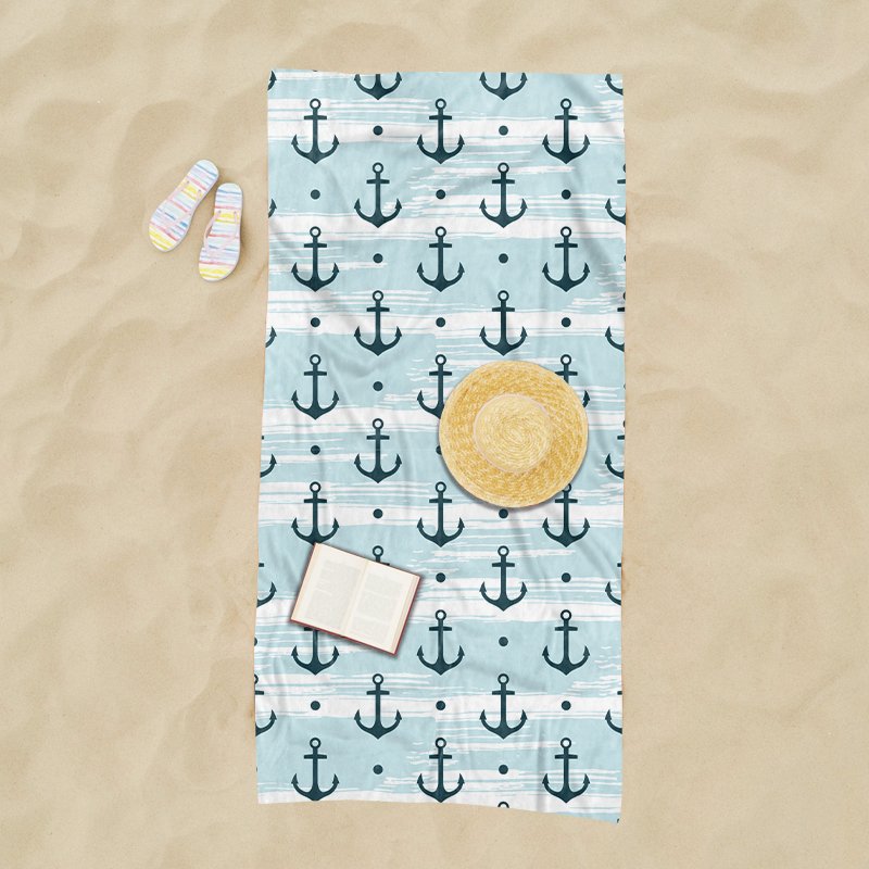 OEM Popular Boat Anchor Design Hawaii Summer Beach Swim Bath Towels Quick Drying Microfiber Beach Towel With Logo Custom Print