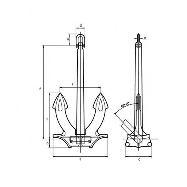Marine Ship Boat Heavy Duty Hot Dipped Galvanized Hall Anchor
