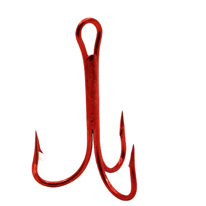 ZHUORUN High Quality Red Fishhook Carbon Steel Treble Triple Jig Hooks Fishing Hooks Sharpened Three Anchor 2/3/4/6/8/10/12/14#