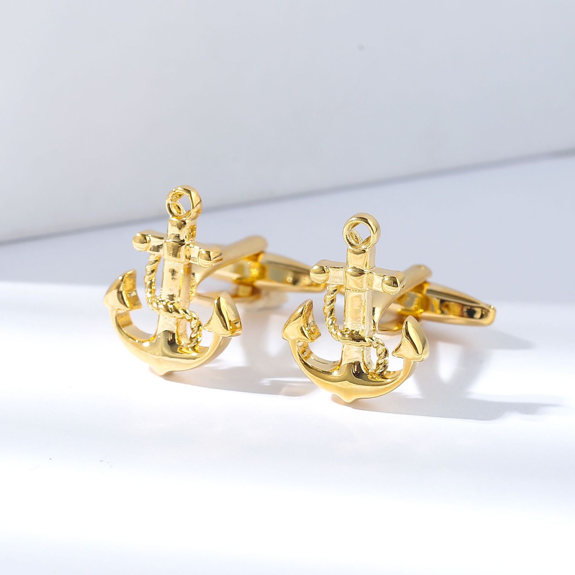 2024 New Boyi Sailing Anchor Cuff Links for Men Gold Tuxedo Shirt Cuff Links Business Wedding Cuff Links