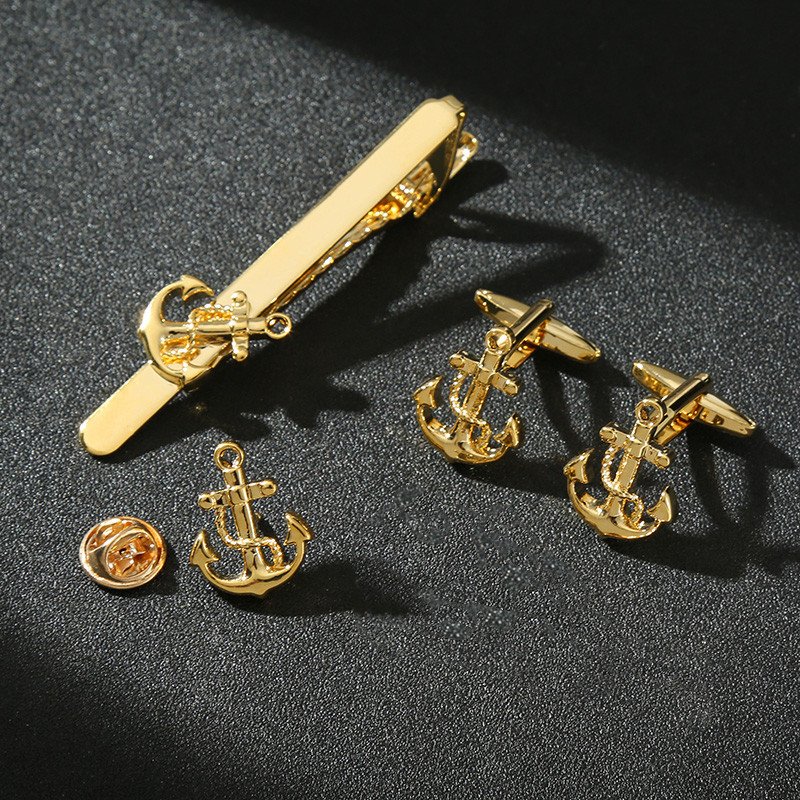 2024 New Boyi Sailing Anchor Cuff Links for Men Gold Tuxedo Shirt Cuff Links Business Wedding Cuff Links