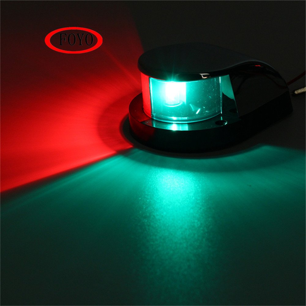 FOYO Marine Boat LED Navigation Light Bi-Color Marine Bow Light Red Green 12V Zinc Alloy