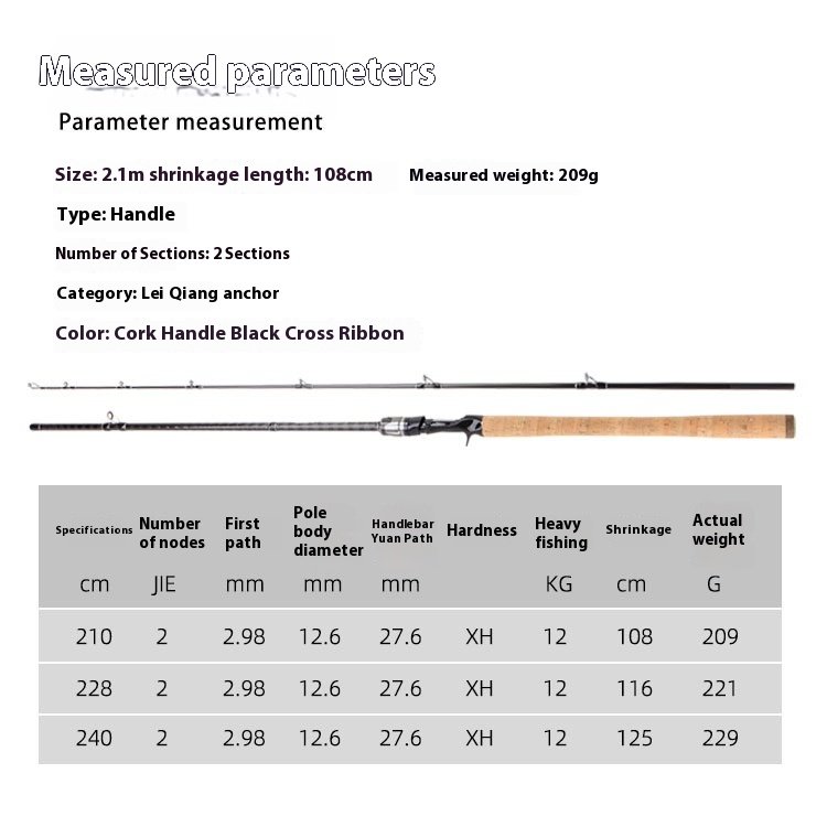 Quanhong Handle Fishing Rod Medium Thunder Heavy Thunder Grass Hole Anchor Long Casting Water Drop Wheel Rod Fishing
