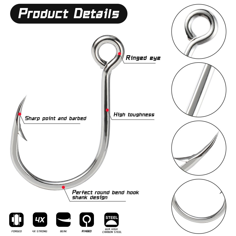 High Carbon Steel Circle Hook for Bass Large Hole Sea Fishing Gear Anti-Seawater Corrosion Boat Anchor for River Fishing