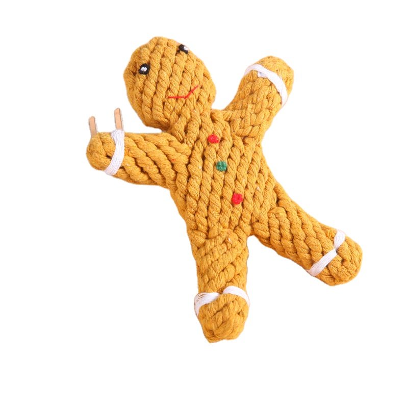 2024 Pet Dog Toys Christmas Series Cotton Rope Woven Animal Shape Animal Set (White Flower Snowman