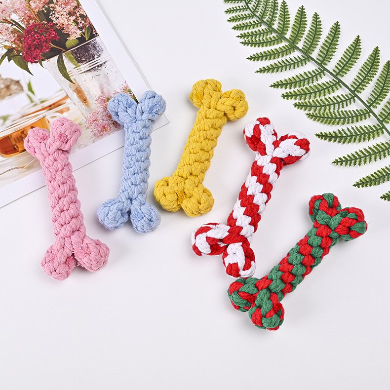 2024 Pet Dog Toys Christmas Series Cotton Rope Woven Animal Shape Animal Set (White Flower Snowman