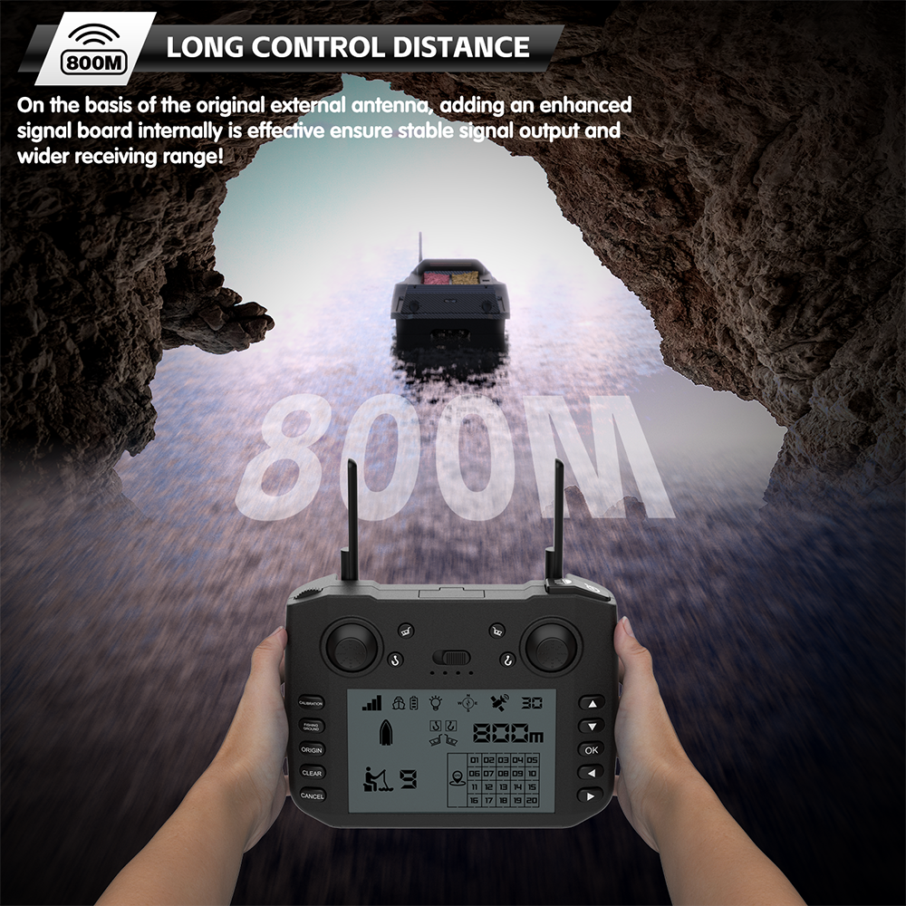 V080 12V High Speed GPS Wireless Fish Finder 9 Switchable Fishing Ground 180 Anchor Points RC Bait Boat