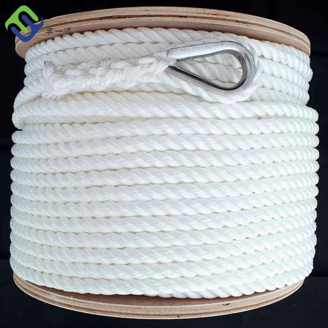 3 Strand Twisted Nylon Rope 6MM-24MM UV Resistance Polyamide PE Packing for Agriculture Mooring Anchoring