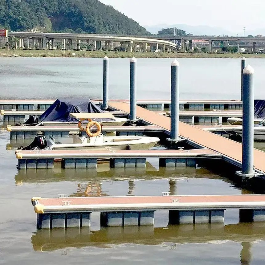 Aluminum Floating Dock Durable Floating Marina Pontoon Walkway Platform with WPC Decking