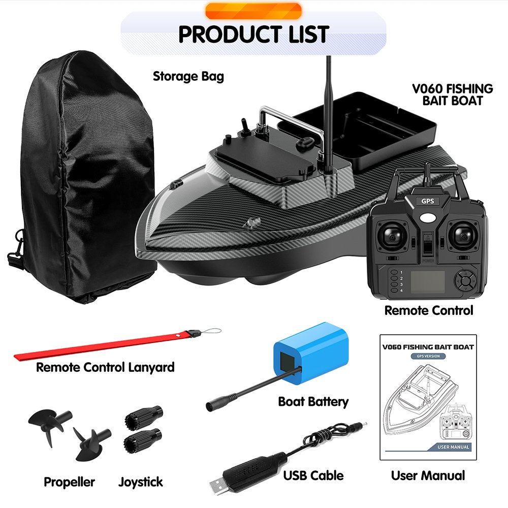 Flytec New V060 RC Fishing Bait Boat GPS 160 Anchor Points Large Hopper Fixed Speed Cruise Auto Return Carp Fishing Boat