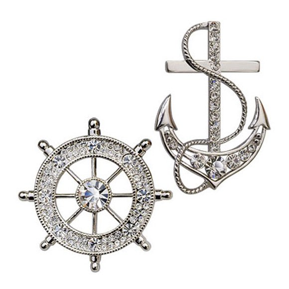 Custom logo Clothing Retro Accessories Boat Anchor Brooch Rudder Lapel Pins Breastpin