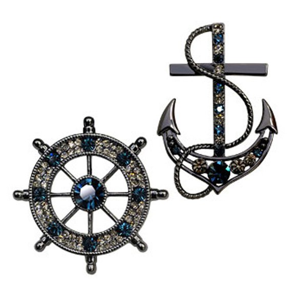 Custom logo Clothing Retro Accessories Boat Anchor Brooch Rudder Lapel Pins Breastpin
