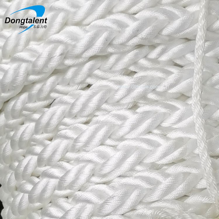 High Strength 8 Strand 12 Strand 24 Strand 80mm Mooring Anchor Rope pp Material Boat Nylon Rope White Color