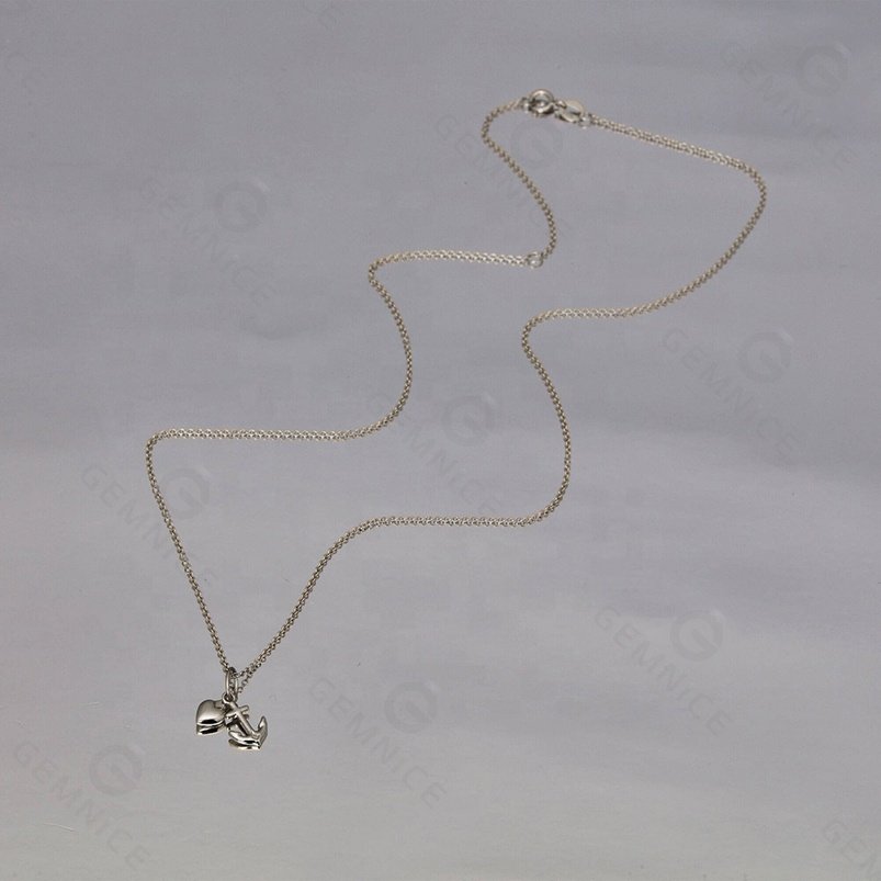 Gemnel Latest 925 Silver Voyage Trendy Boat Anchor Charms 14K Gold Daily Wear Polished Drop Necklace