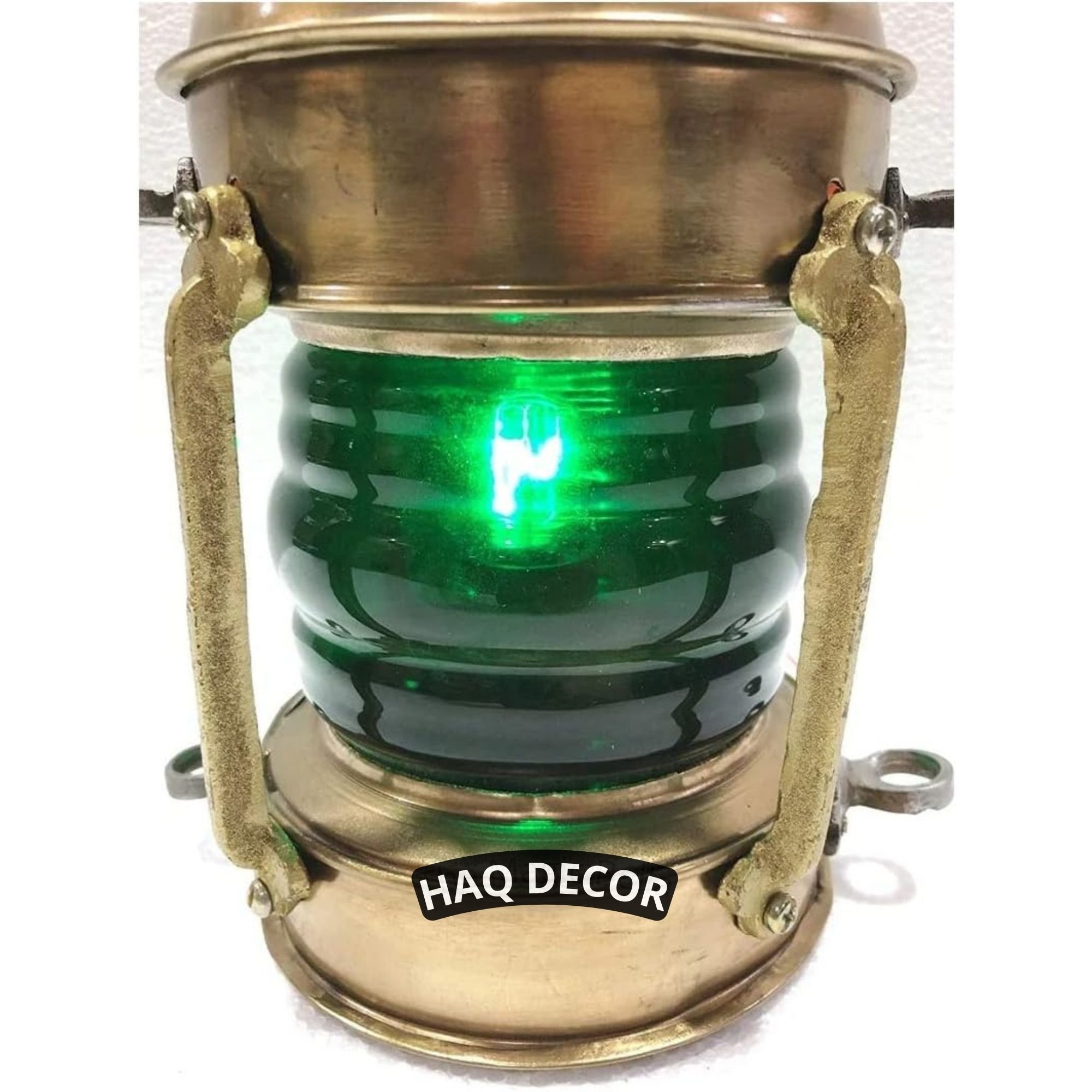 Vintage Antique Brass Anchor Oil Lamp, Lantern Red and Green Glass Light, Farmhouse Lamps for Bedroom, Living Room & Reading.