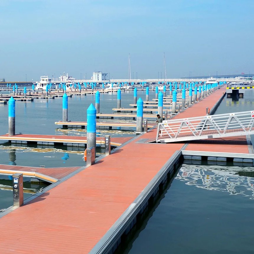 Seaplane Wharf Pontoon Bridge Aluminum Frame Floating Dock for Marine Yachts Walkway Ramps
