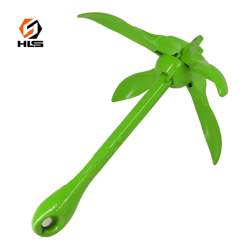1.5Kg Carbon Steel Boat Folding Casting Malleable Marine Rope Red Painted Marine Folding Anchor